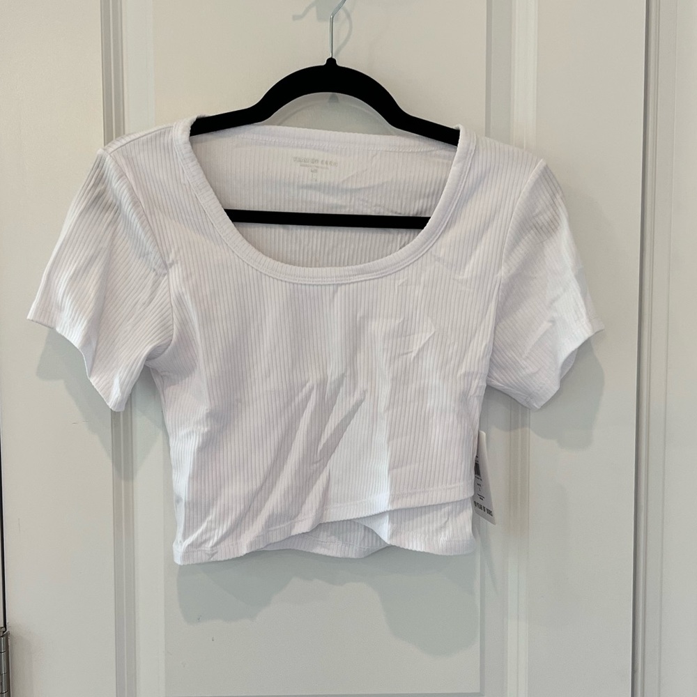 Year Of Ours joy baby t white ribbed crop top size Large